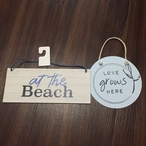 Love Grows Here & At the Beach Door Hanger Plaques